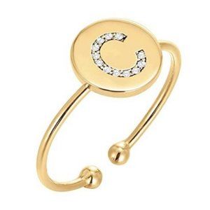 14K Gold Plated Initial Ring Stackable Rings for Women | Fashion Rings